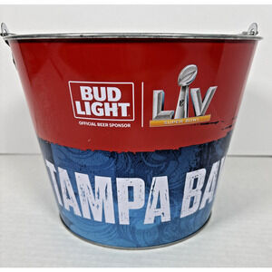Collectible Bud Light Beer Super Bowl LV 2021 Tampa Bay Metal Ice Bucket Cooler